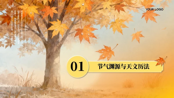 橙黄色寒露主题教育宣传PPT模板