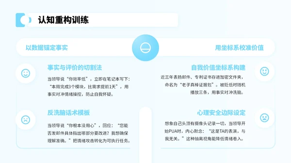 蓝色卡通风反对职场PUA宣传PPT