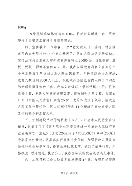 人防办自查汇报材料.docx