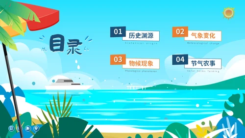 海边度假阳光沙滩大暑介绍通用PPT模板