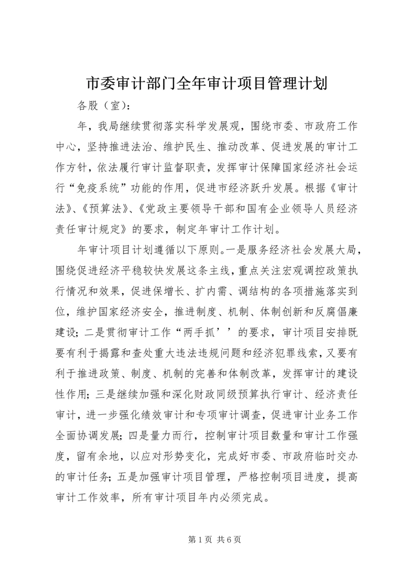 市委审计部门全年审计项目管理计划.docx