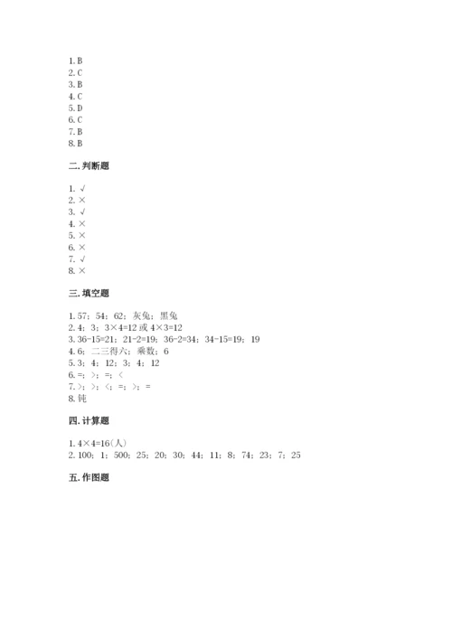 小学二年级上册数学期中测试卷含完整答案【有一套】.docx
