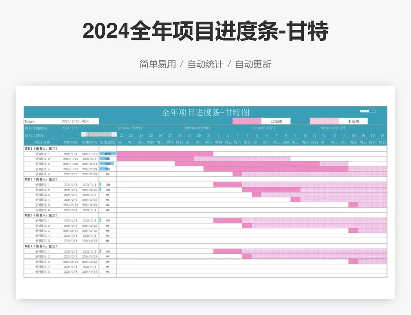 2024全年项目进度条-甘特图