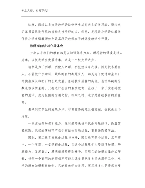 教师岗前培训心得体会优选例文9篇.docx