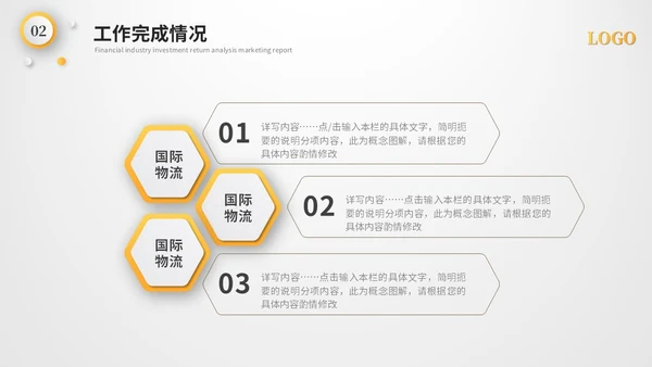 黄色微粒体国际物流工作总结工作汇报述职报告ppt模板