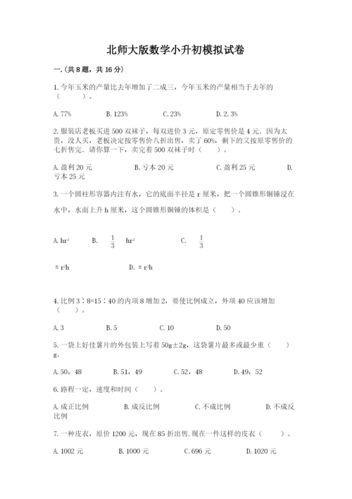 北师大版数学小升初模拟试卷及参考答案（培优）.docx