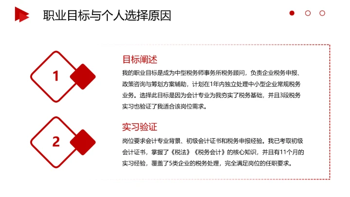 红色商务风会计专业大学生求职综合能力展示职业生涯规划通用PPT模版