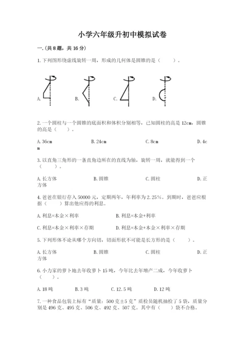 小学六年级升初中模拟试卷精品（精选题）.docx