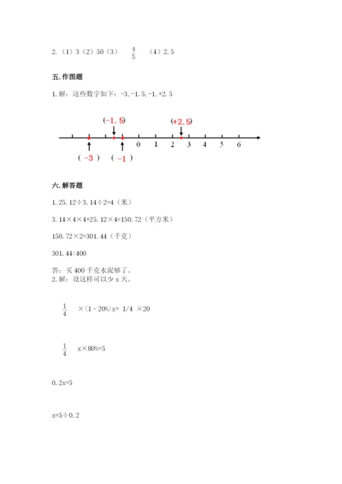 巍山彝族回族自治县六年级下册数学期末测试卷a4版.docx