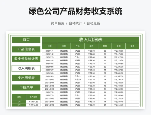 绿色公司产品财务收支系统