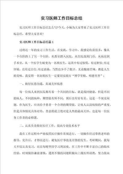 实习医师工作目标总结