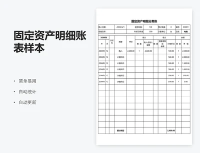 固定资产明细账表样本