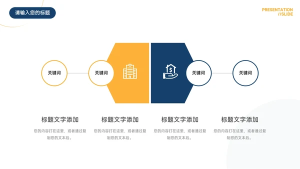 黄蓝商务简约实用工作总结汇报PPT模板