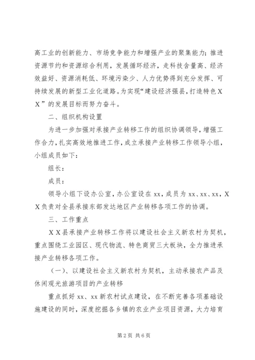 ＸＸ县承接东部发达地区产业转移工作实施方案.docx