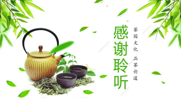 绿色唯美茶园艺术茶艺文化品茶论道PPT模板