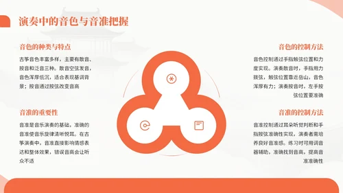 橙色中国风古筝乐器文化教学课件