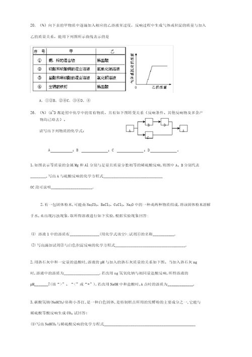 初三化学酸碱盐易错题集