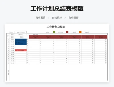 工作计划总结表模版