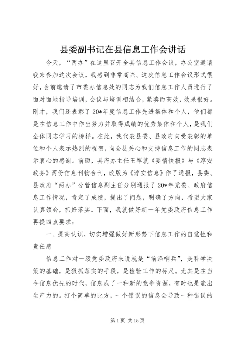 县委副书记在县信息工作会讲话.docx