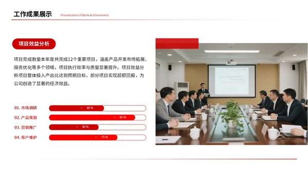 红色简约风工作汇报总结通用PPT模板