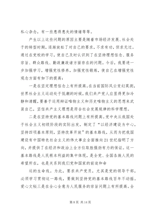 篇一：党校学习党性分析材料.docx