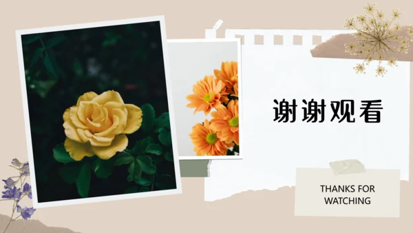 文艺复古照片墙贴纸通用PPT模板