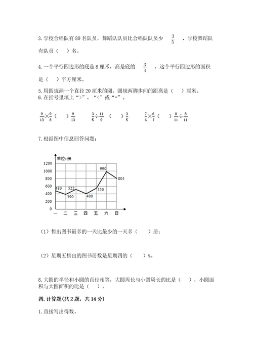 小学数学六年级上册期末试卷及参考答案（满分必刷）