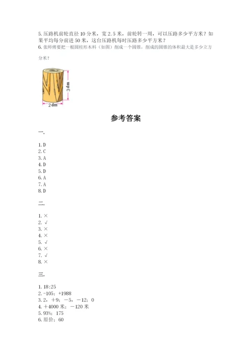 西师大版数学小升初模拟试卷含完整答案【名校卷】.docx