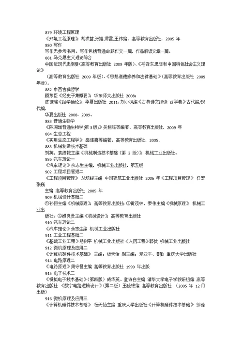 考试科目及参考书目 111 单独考试思想政治理论 《政治经济
