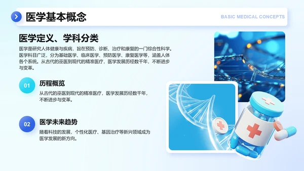 蓝色3D风医学健康科普与专业培训PPT模板