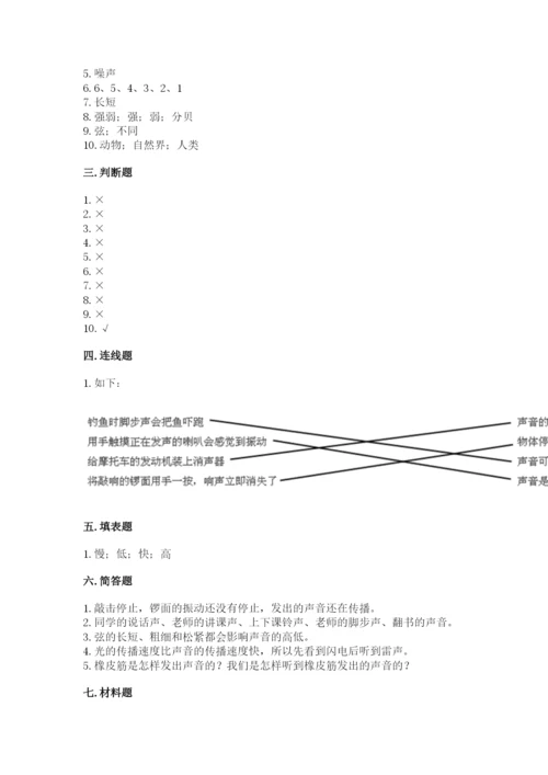教科版科学四年级上册第一单元《声音》测试卷及完整答案（网校专用）.docx