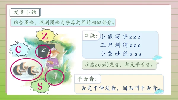 【课堂无忧】汉语拼音-7.  z c s 任务型教学（第1课时）（课件）