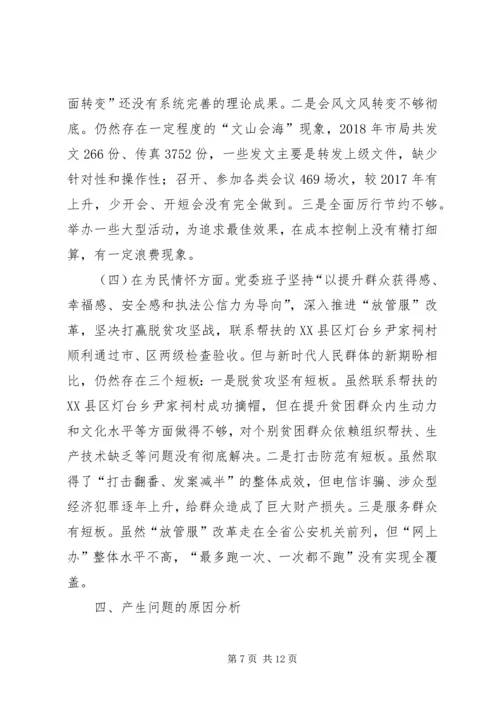 公安班子成员民主生活会对照检查材料.docx
