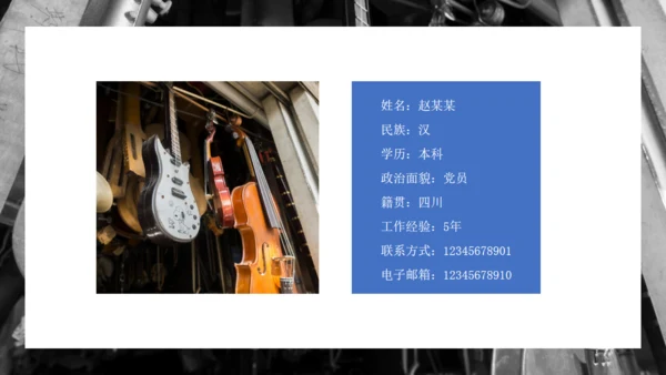 歌手乐队个人简历通用PPT模板