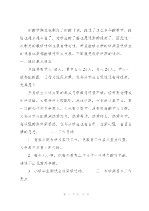 中小学班主任工作计划范文格式4篇.docx