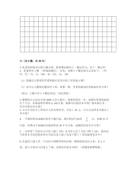 小学六年级下册数学摸底考试题（a卷）.docx