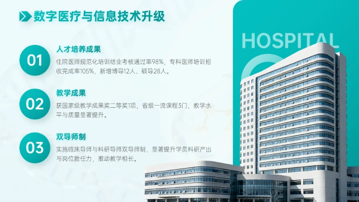 青色简约风医疗行业工作总结PPT模板