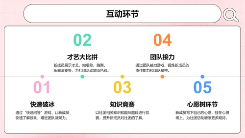 彩色插画风社团迎新活动策划PPT模板