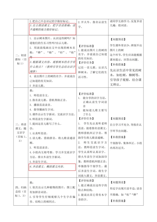 【大单元】识字2《树之歌》第1课时 教学设计