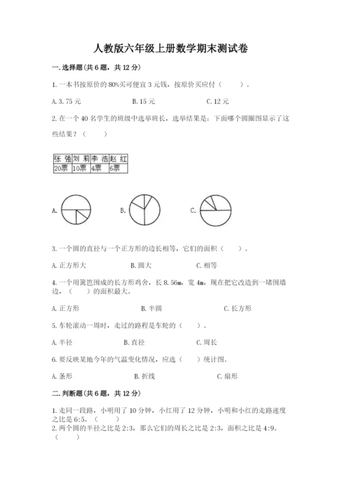 人教版六年级上册数学期末测试卷（名校卷）.docx