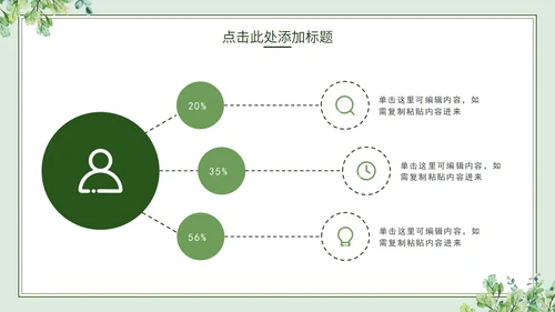 绿色简约小清新水彩叶子教学PPT模板