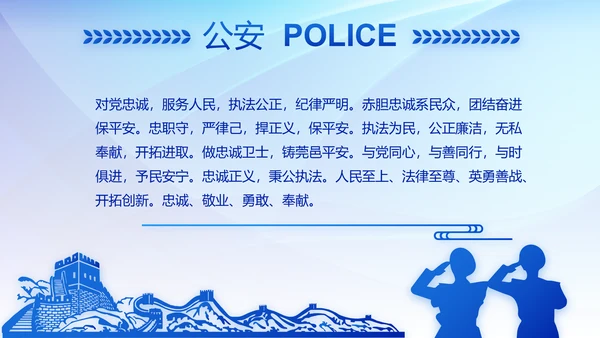 蓝色大气公安警察派出所年终总结动态PPT模板