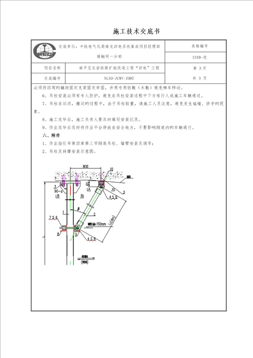 技术交底07：吊柱安装、整正