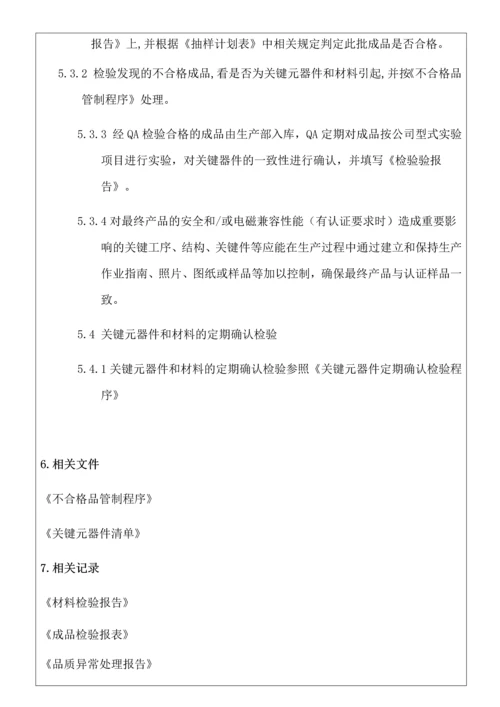 关键元器件和材料的检验验证控制程序.docx