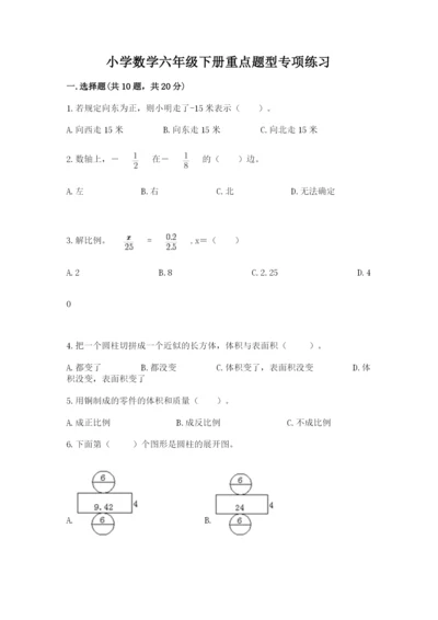 小学数学六年级下册重点题型专项练习精品(典型题).docx