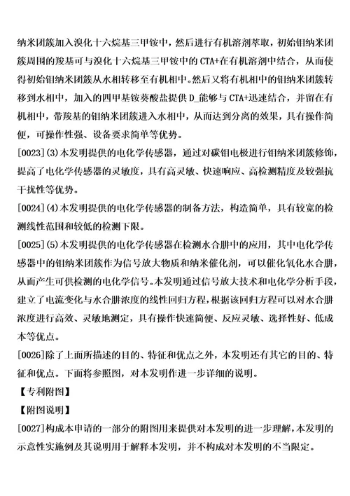 铂纳米团簇及制备方法、由铂纳米团簇修饰的电化学传感器及制备方法和应用的制作方法