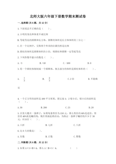 北师大版六年级下册数学期末测试卷精品（夺冠系列）.docx