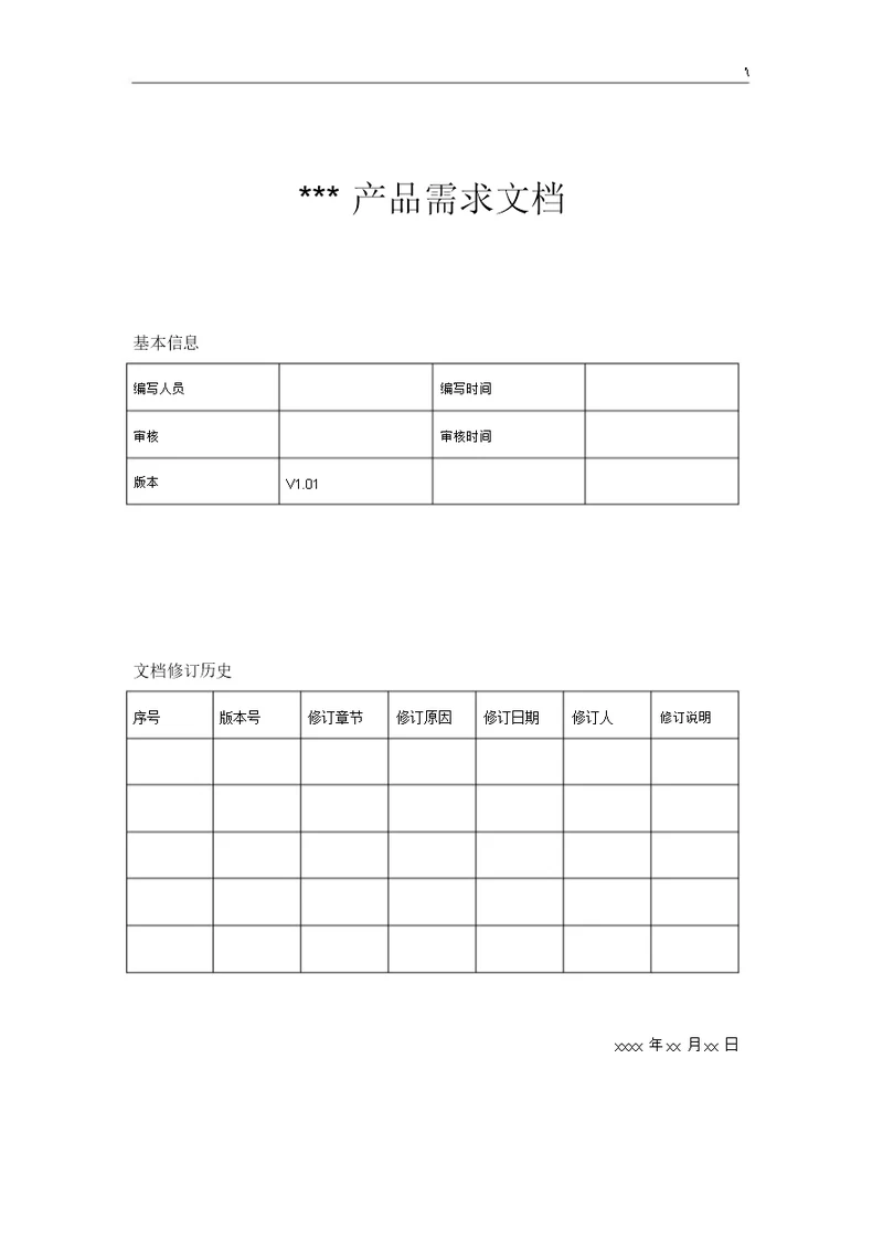 产品设备需求文档资料PRD资料标准模板