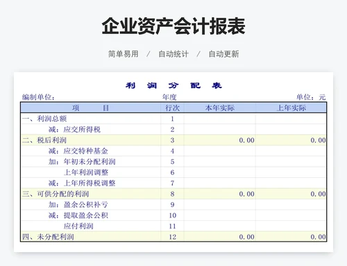 企业资产会计报表