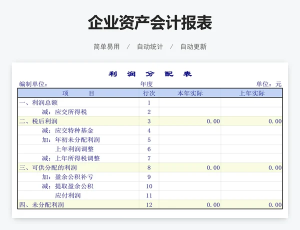 企业资产会计报表